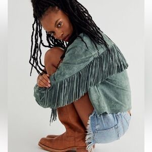 Free people twist and shout fringe shacket